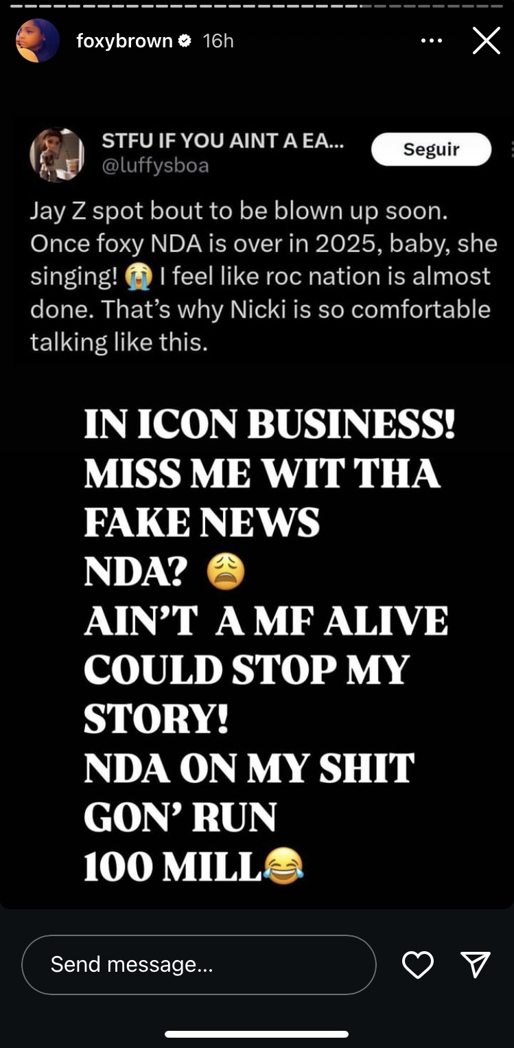 Screenshot - Baller Alert Foxy Brown Denies Rumors of Jay-Z Having Her Under a Strict NDA: “Ya’ll Want Me To Be Anti-Hov So Bad"