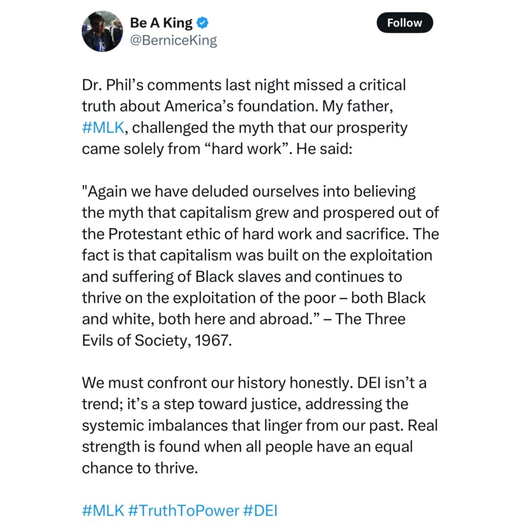 Bernice King Responds to Dr. Phil’s Comments on DEI 