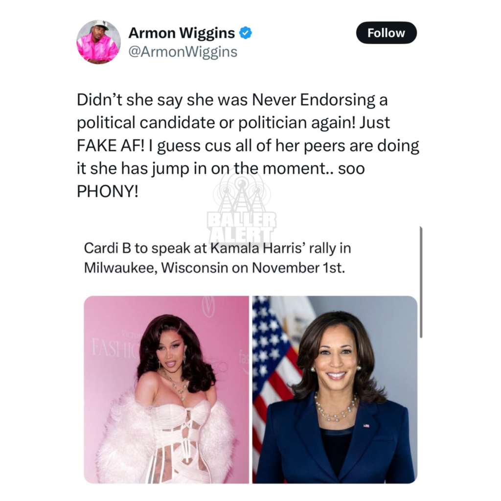 Cardi B and YouTuber Armon Wiggins exchanged words - Baller Alert Cardi B and YouTuber Armon Wiggins exchanged words