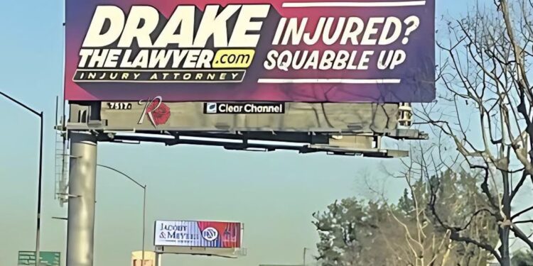 "Drake the Lawyer" Billboard - Baller Alert “Injured? Squabble Up” – "Drake the Lawyer" Billboard Sparks Talk in Compton