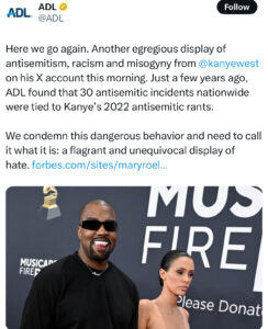 ADL tweet about kanye west