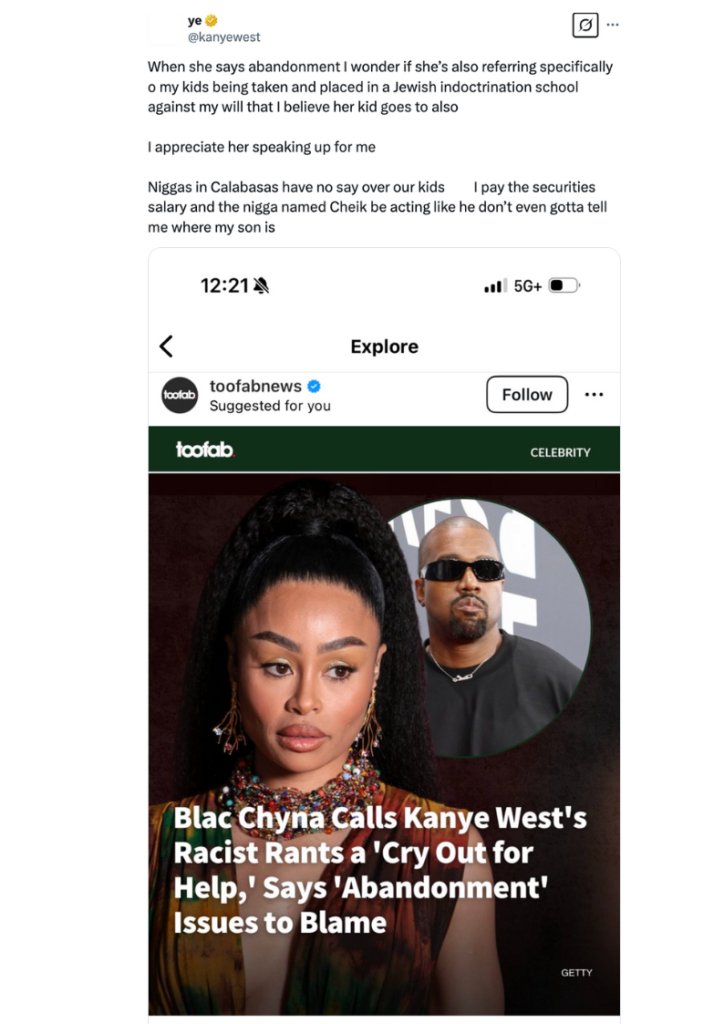 Ye fired back at Blac Chyna