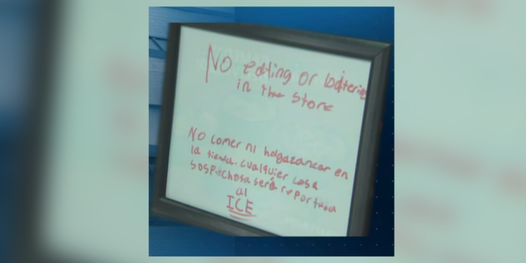 Sign Threatening to Call ICE on "Suspicious" People - Baller Alert Georgia Little Caesars Manger Defends Sign Threatening to Call ICE on "Suspicious" People