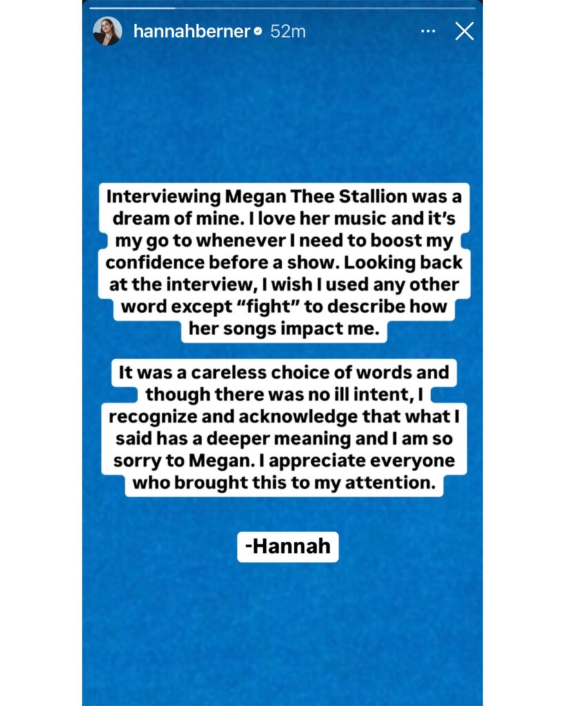 Hannah Berner is addressing the backlash