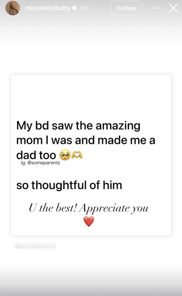 Ms Nikki Baby IG story