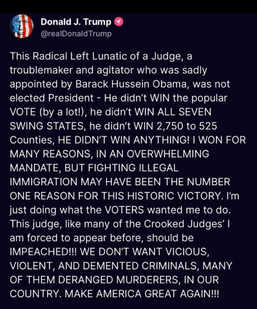 Trump truth social post