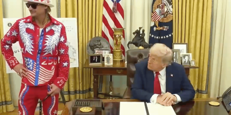 Donald Trump Brings Kid Rock Along to Sign Executive Order Targeting Ticket Scalpers In Odd Oval Office Meeting[Video]