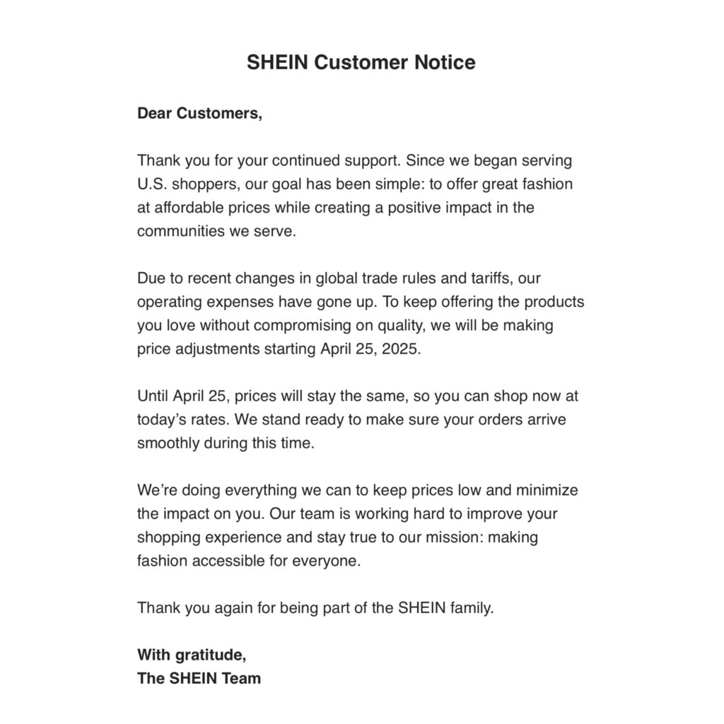 SHEIN statement