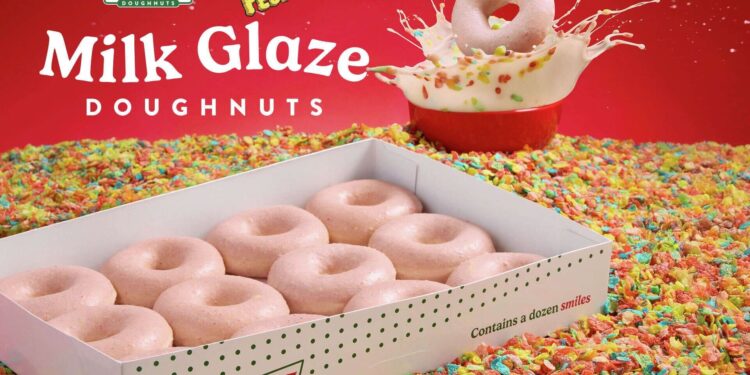 Krispy Kreme and Fruity PEBBLES Team Up for Limited-Edition Milk Glazed Doughnut