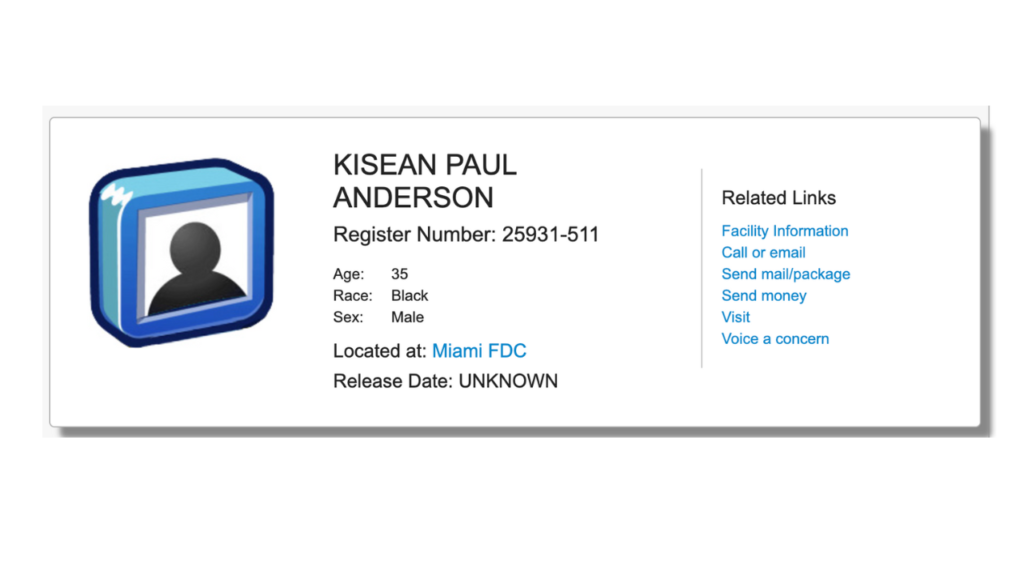 Sean Kingston federal inmate record