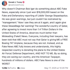 trump truth social post 