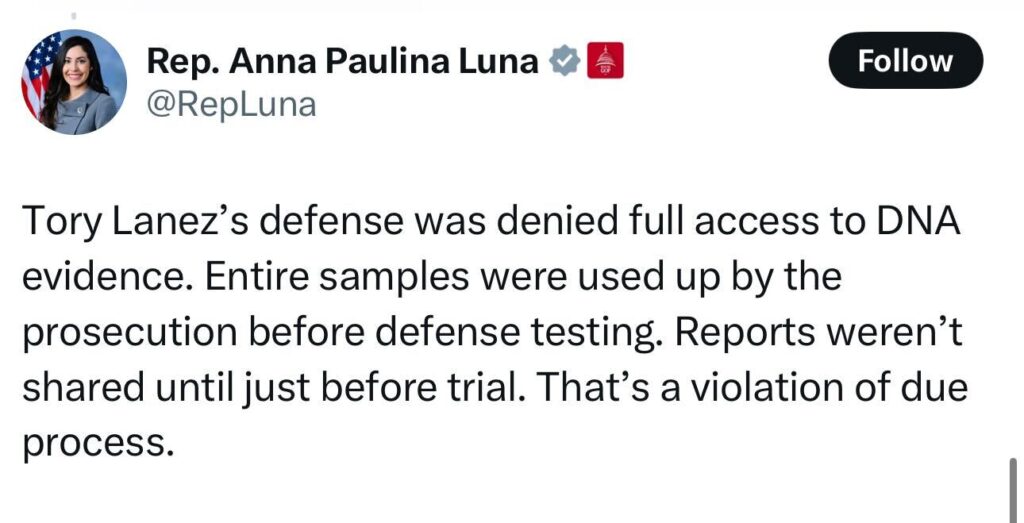 Rep. Anna Paulina Luna X post