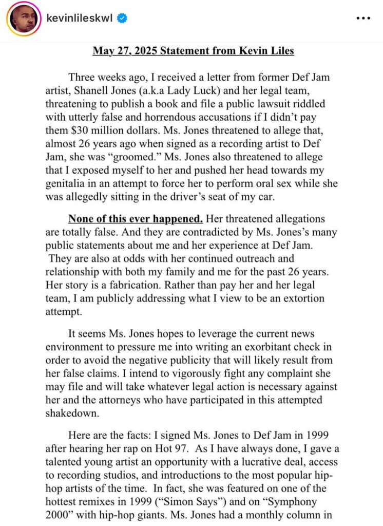 Kevin Liles statement