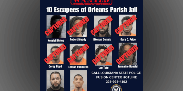 Three More Escaped New Orleans Inmates Caught After Brazen Jailbreak—Two Still Missing