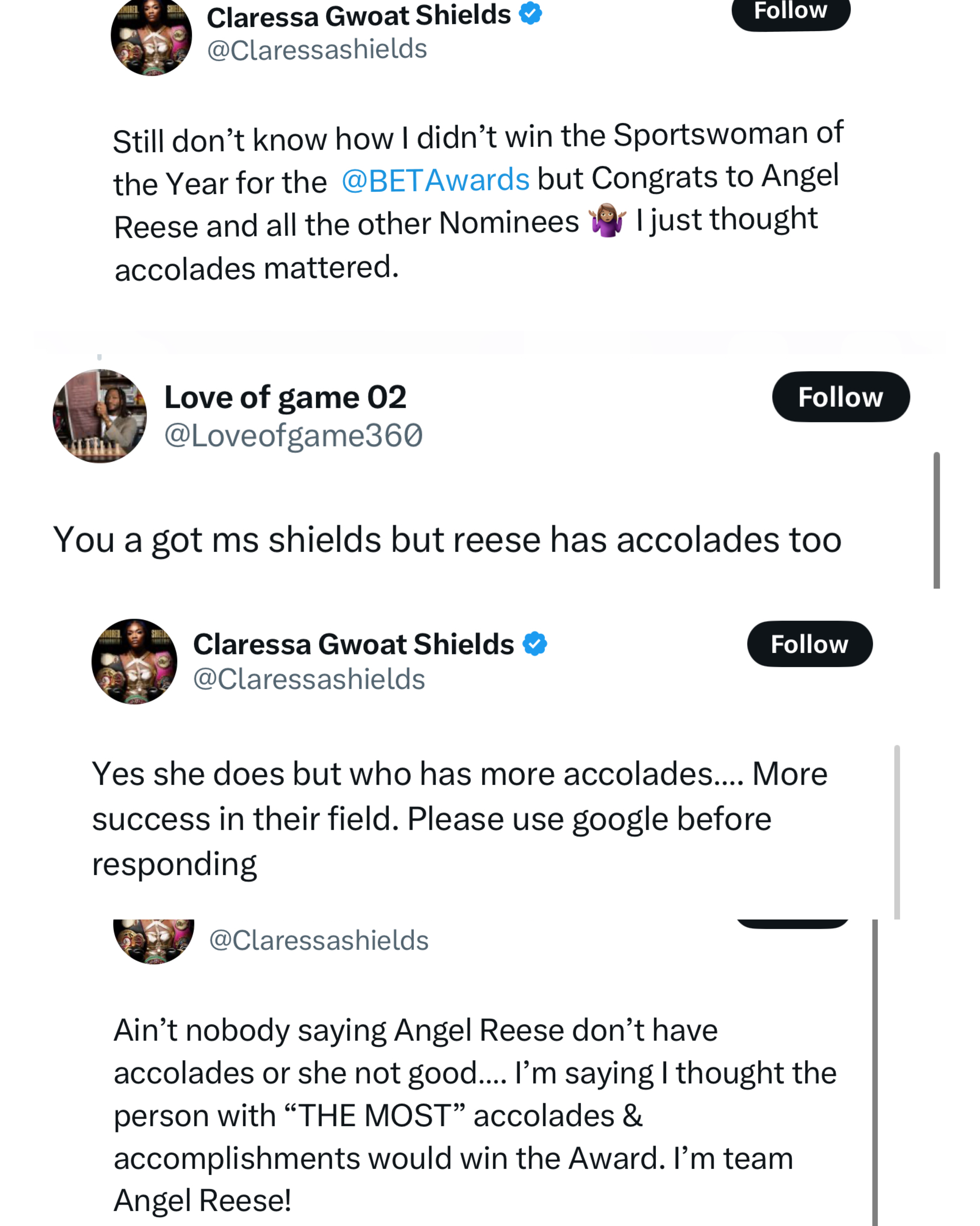 Claressa Shields Throws Subtle Shade After Losing to Angel Reese at BET Awards