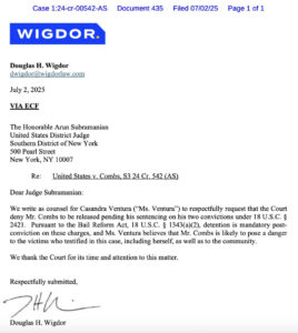 Judge Denies Bail for Diddy After Cassie’s Letter Confirms Abuse