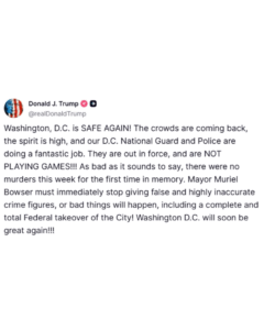 Trump Warns Mayor Bowser: Stop False Crime Stats or Face Full D.C. Takeover