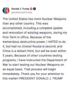 trump nuclear truth social post