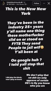 Bold white text on a black Instagram story background proclaiming 'This is the New New York' and criticizing industry insiders and behavior.
