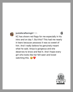 Instagram post text praising KC and Aniya, with crying-face and heart emojis; Baller Alert logo in bottom-right.