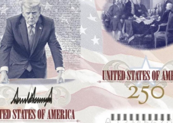 Close-up collage of a United States banknote featuring Abraham Lincoln and a group of people, with the text UNITED STATES OF AMERICA visible.