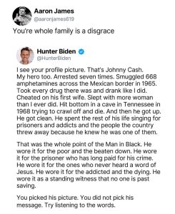 Hunter Biden Goes Viral on X With Johnny Cash Reply