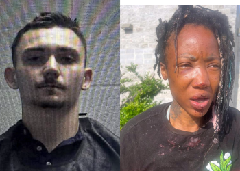 Shelby police officer Karson Hyder shown in doorbell camera footage during the arrest of Cherrie Moore in North Carolina