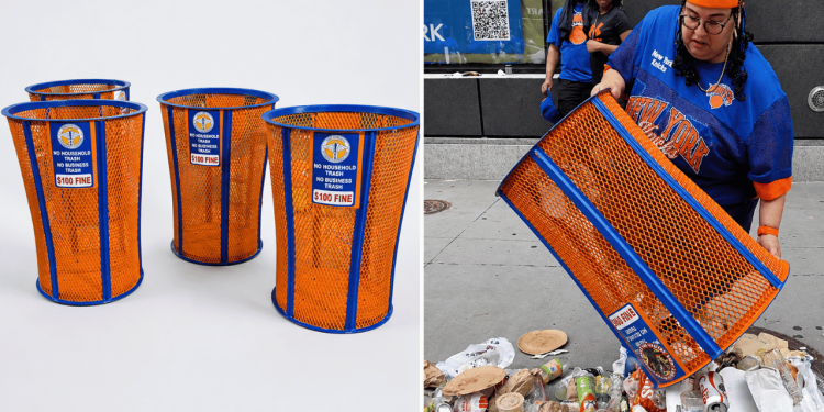 NYC Sanitation Claps Back With Knicks Trash Can Giveaway After JPMorgan Exec’s Viral Theft - Baller Alert NYC Sanitation Claps Back With Knicks Trash Can Giveaway After JPMorgan Exec’s Viral Theft