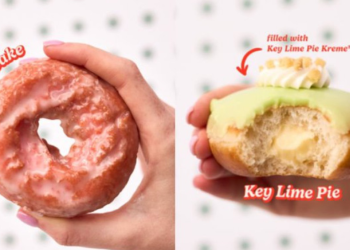 Krispy Kreme summer lineup featuring the Strawberry Cake, Key Lime Pie, Lemon Bar, and Cannoli Inspired doughnuts