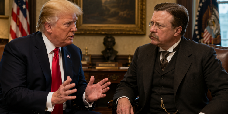 trump having a convo with theodore roosevelt