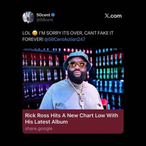 50 Cent posting about Set In Stone sales after Rick Ross debuts at number 39 on the Billboard 200