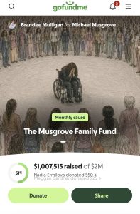 The Musgrove Family Fund page showing the Lindsay Clancy GoFundMe past  alt=