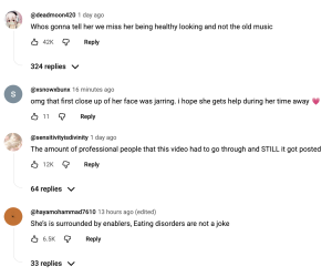 - Baller Alert Screenshot of a social media comment thread about a person’s health, with multiple users expressing concern and criticism (mentions of looking healthy or not, potential eating disorder, and calls for help).
