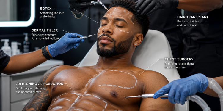 Your Man Might Be On The Table Too: Botox, Hair Transplants, Chest Surgery And Ab Etching Are Pulling More Men Into Cosmetic Offices - Baller Alert Your Man Might Be On The Table Too: Botox, Hair Transplants, Chest Surgery And Ab Etching Are Pulling More Men Into Cosmetic Offices