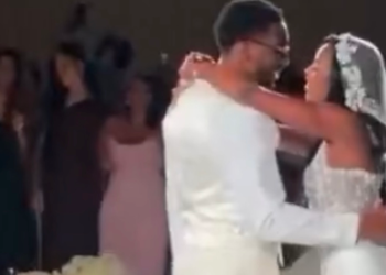 Coco Jones and Donovan Mitchell, who married in a ceremony captured in guest video Saturday night