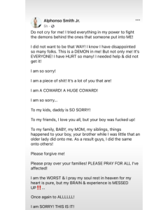 Alphonso Smith Facebook post