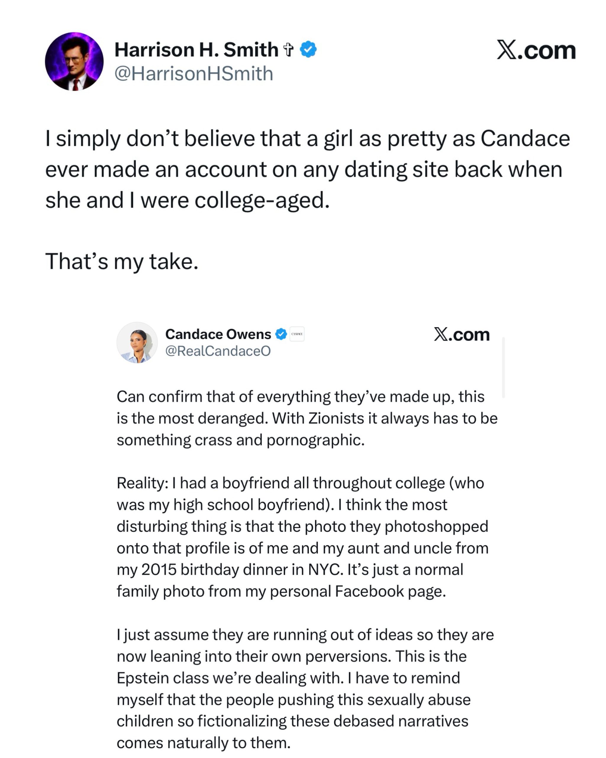 Candace Owens denial tweet about lesbian dating profile claims