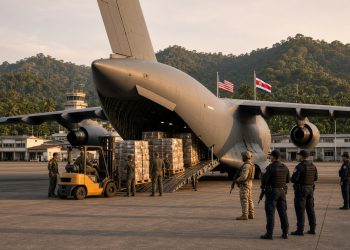 Seized drugs from Costa Rica loaded onto a US Air Force cargo plane for destruction in the United States