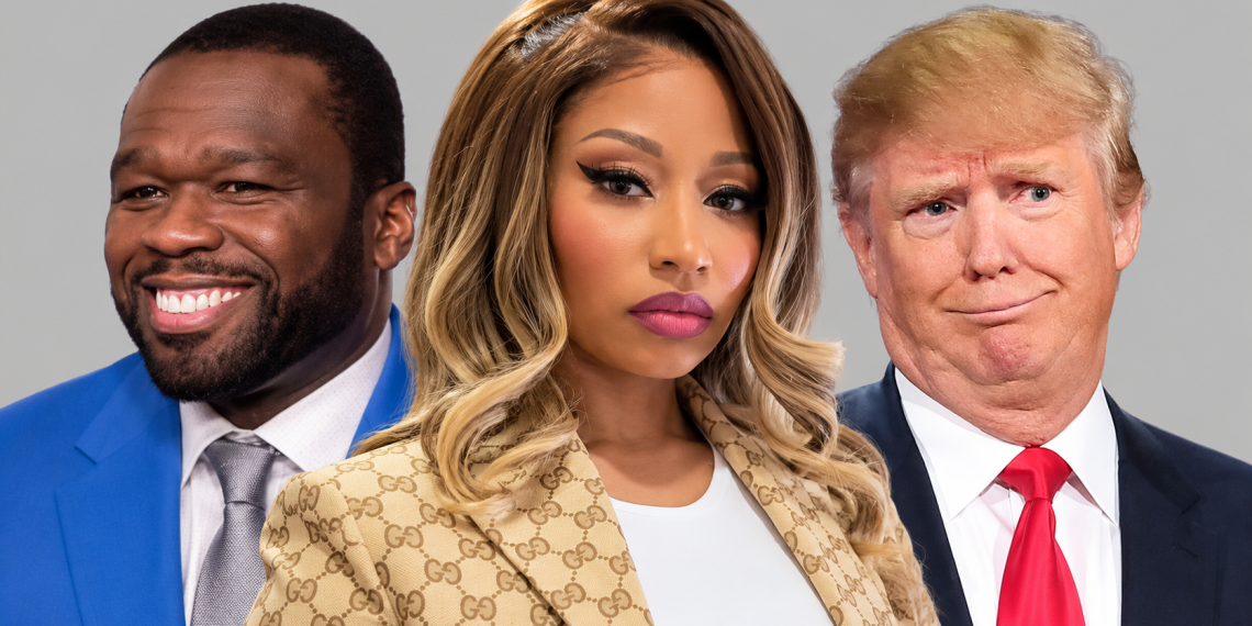 Trump Nicki Minaj and 50 Cent split image