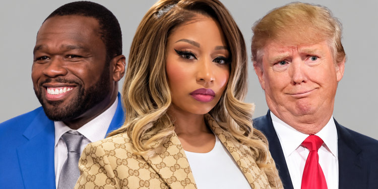 Trump Nicki Minaj and 50 Cent split image