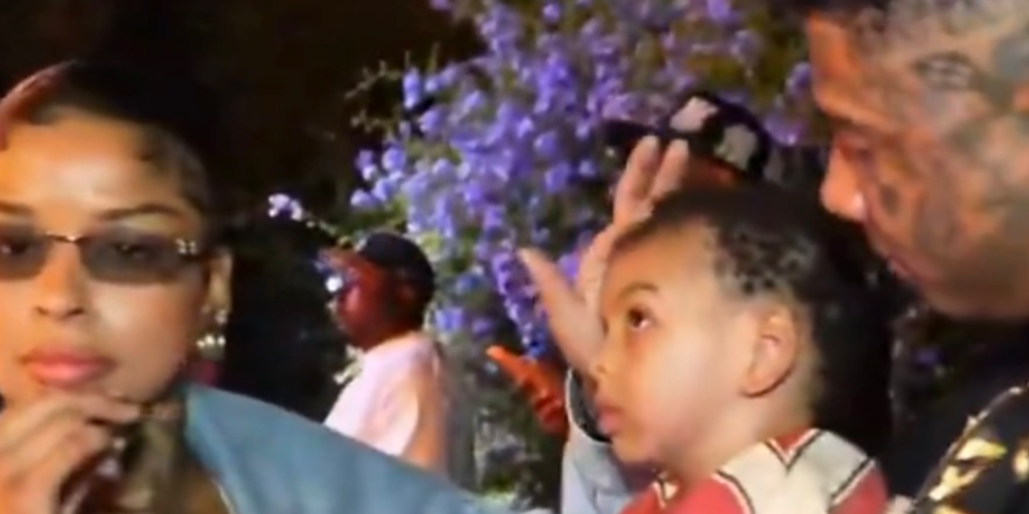 Chrisean Jr with Blueface and Chrisean Rock at a concert