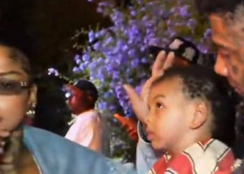 Chrisean Jr with Blueface and Chrisean Rock at a concert