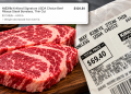 Instacart markup on Kirkland Signature ribeye steak showing a $69.40 Costco sticker and a $101.81 Instacart charge