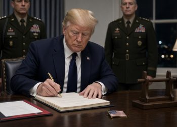 Donald Trump signing as he approves a firing squad execution for Fort Hood shooter Nidal Hasan