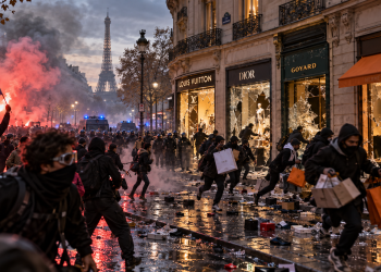 Paris protests turn to looting as luxury stores are hit across the French capital