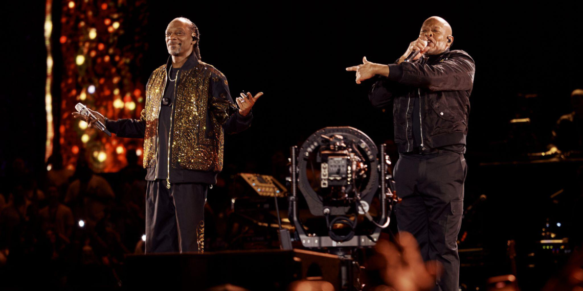 Jay-Z 30 finale with Snoop Dogg and Dr. Dre on stage at SoFi Stadium