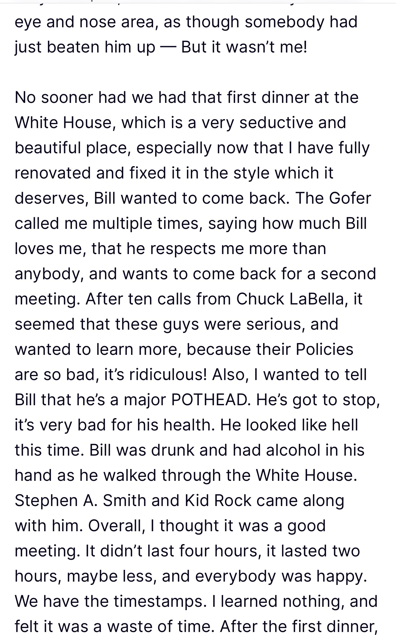 Trump Truth Social post calling Bill Maher a complete and total loser, part 4