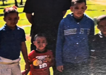 Funeral program from Golden Gate Funeral Home showing altered photos of Black children